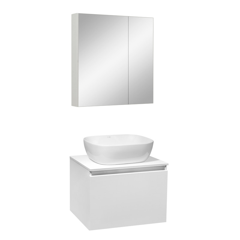 Мебель для ванной Runo Бари 60 белый, умывальник Nuovo, с зеркалом Лада 60 белый