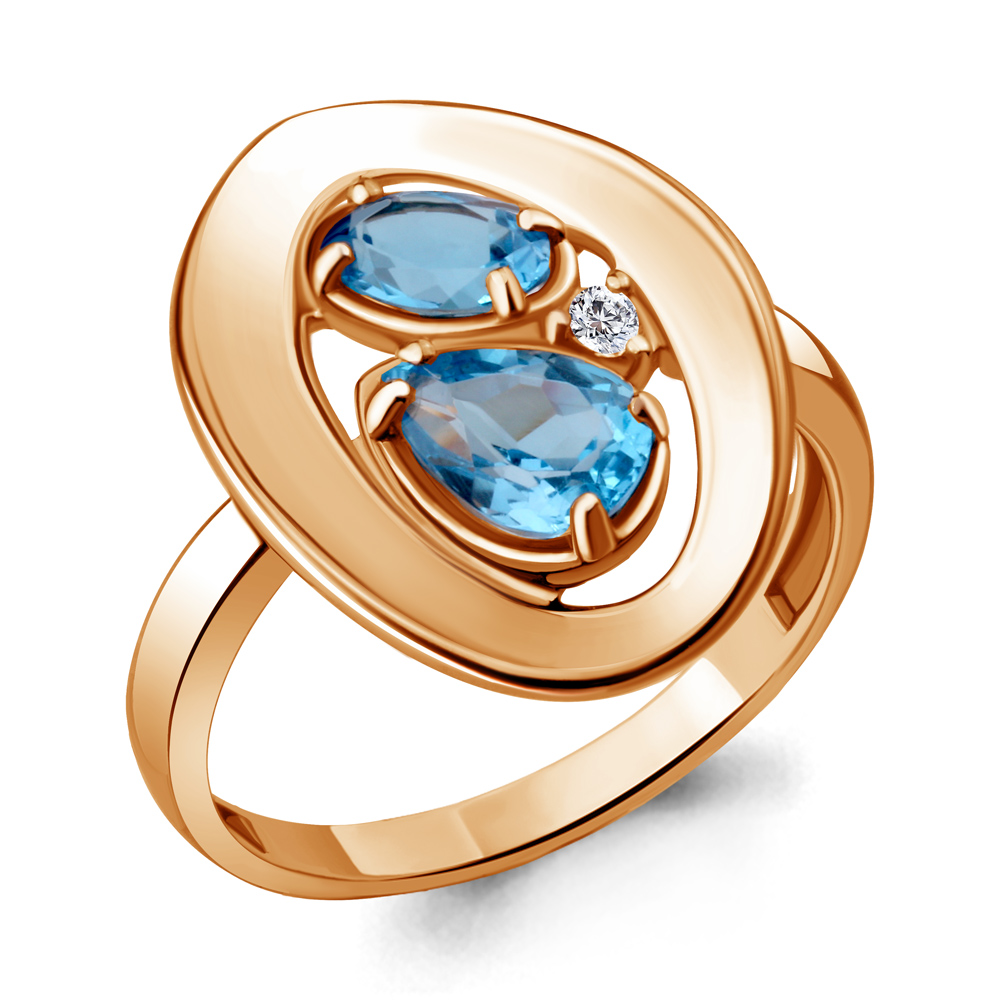 

Кольцо из серебра с топазом\фианитом Aquamarine Aquamarine 6918305А_925_з р, 6918305А_925_з
