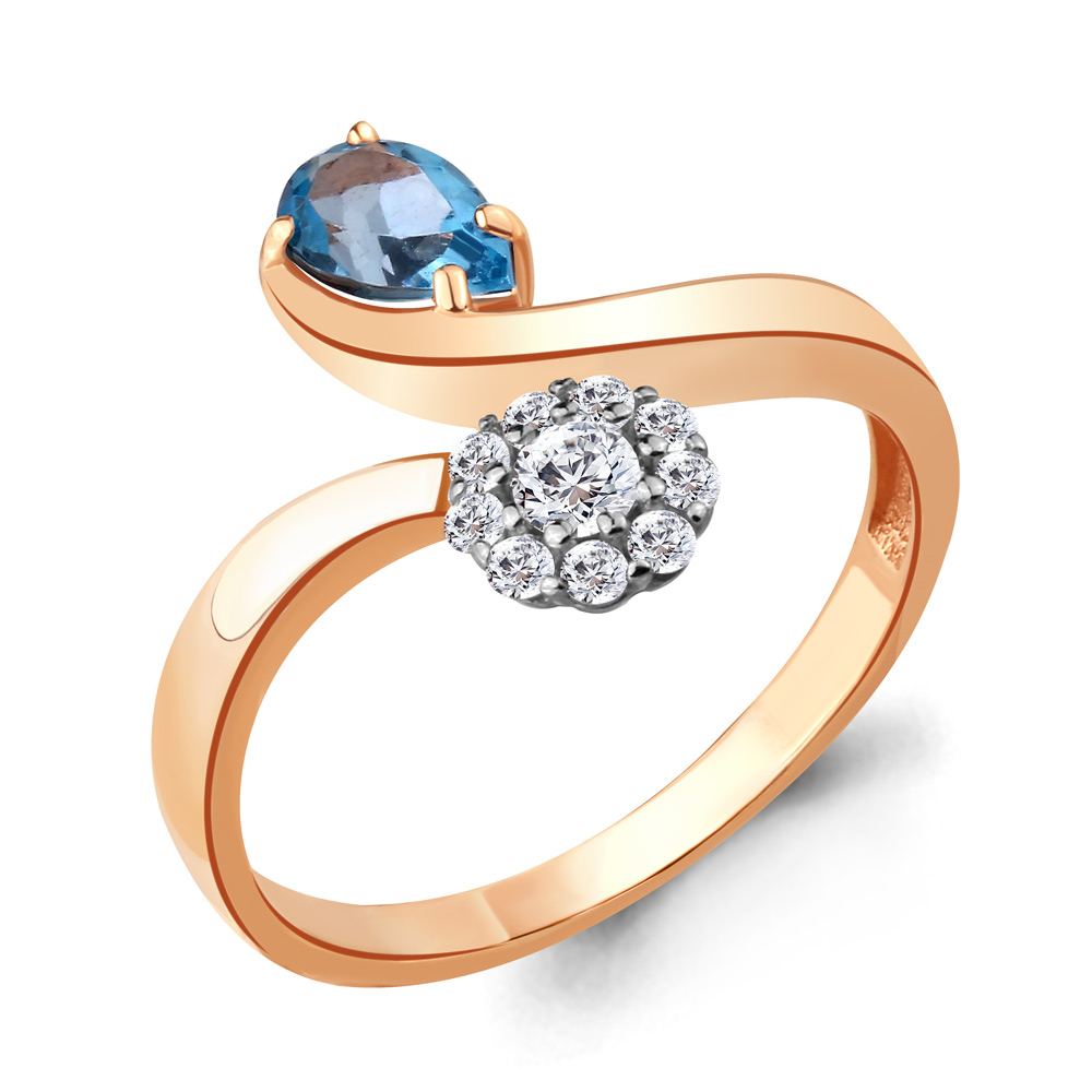 

Кольцо из серебра с топазом\фианитом Aquamarine Aquamarine 6918105А_925_з р, 6918105А_925_з