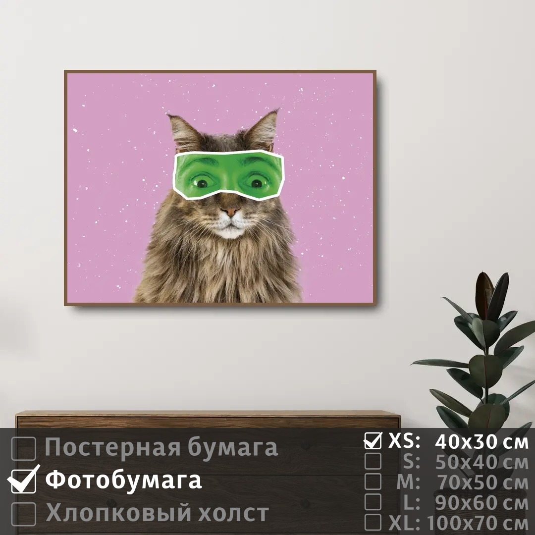 

Постер на фотобумаге ПолиЦентр Смешной кот в очках 40х30 см, СмешнойКотВОчках