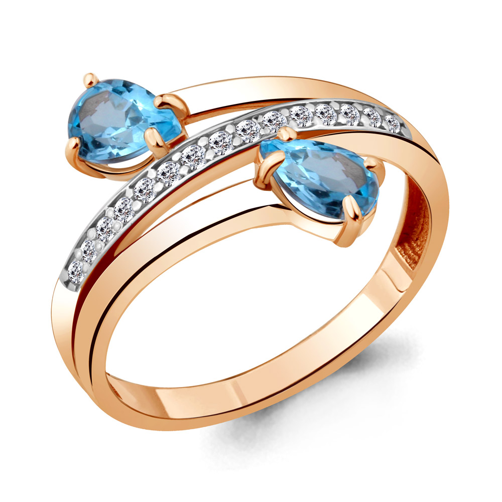 

Кольцо из серебра с топазом\фианитом Aquamarine Aquamarine 6917905А_925_з р, 6917905А_925_з