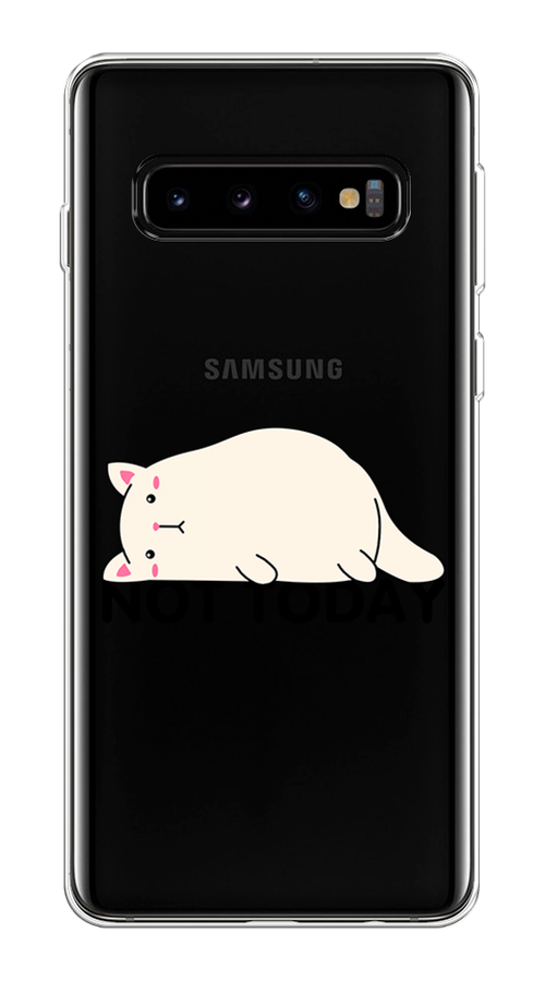 

Чехол на Samsung Galaxy S10 Plus "Cat not today", Белый;розовый;черный, 27150-1
