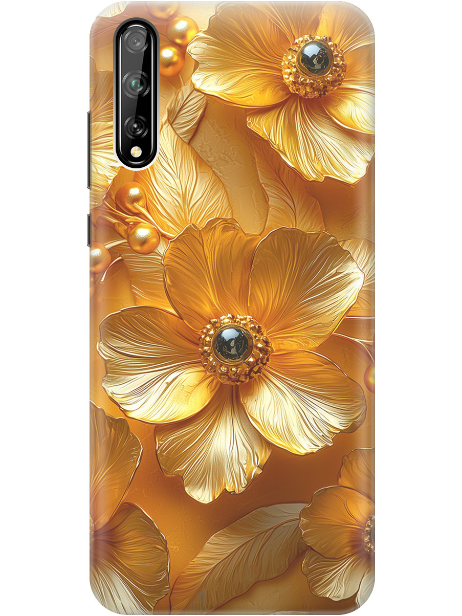 

Силиконовый чехол на Honor 30i / Huawei Y8P с принтом "Золотые цветы", Прозрачный;золотистый;черный, 723101123
