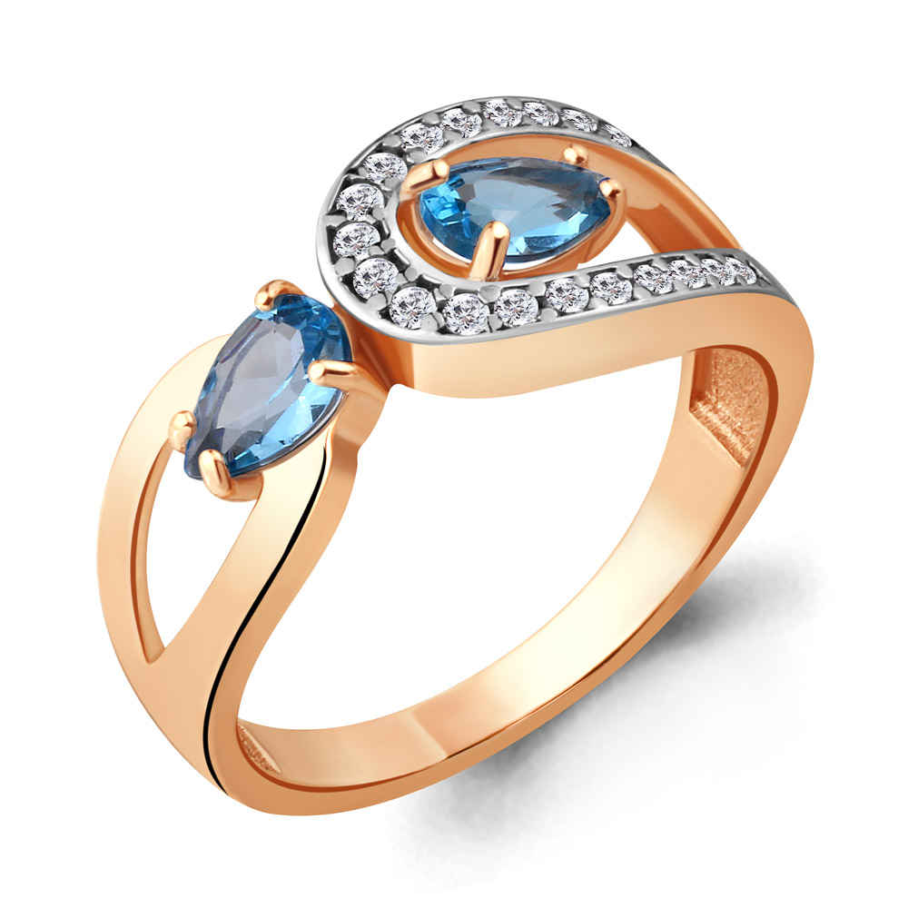 

Кольцо из серебра с топазом\фианитом Aquamarine Aquamarine 6917605А_925_з р, 6917605А_925_з