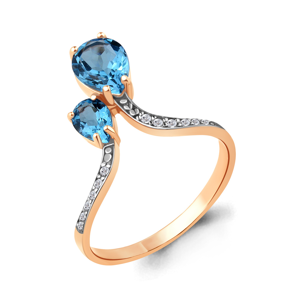 

Кольцо из серебра с топазом\фианитом Aquamarine Aquamarine 6917505А_925_з р, 6917505А_925_з