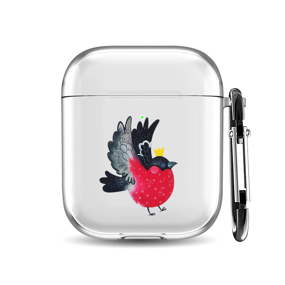 

Силиконовый чехол для наушников Airpods 1/2 "Снегирь король", AIPC-410-9A-1