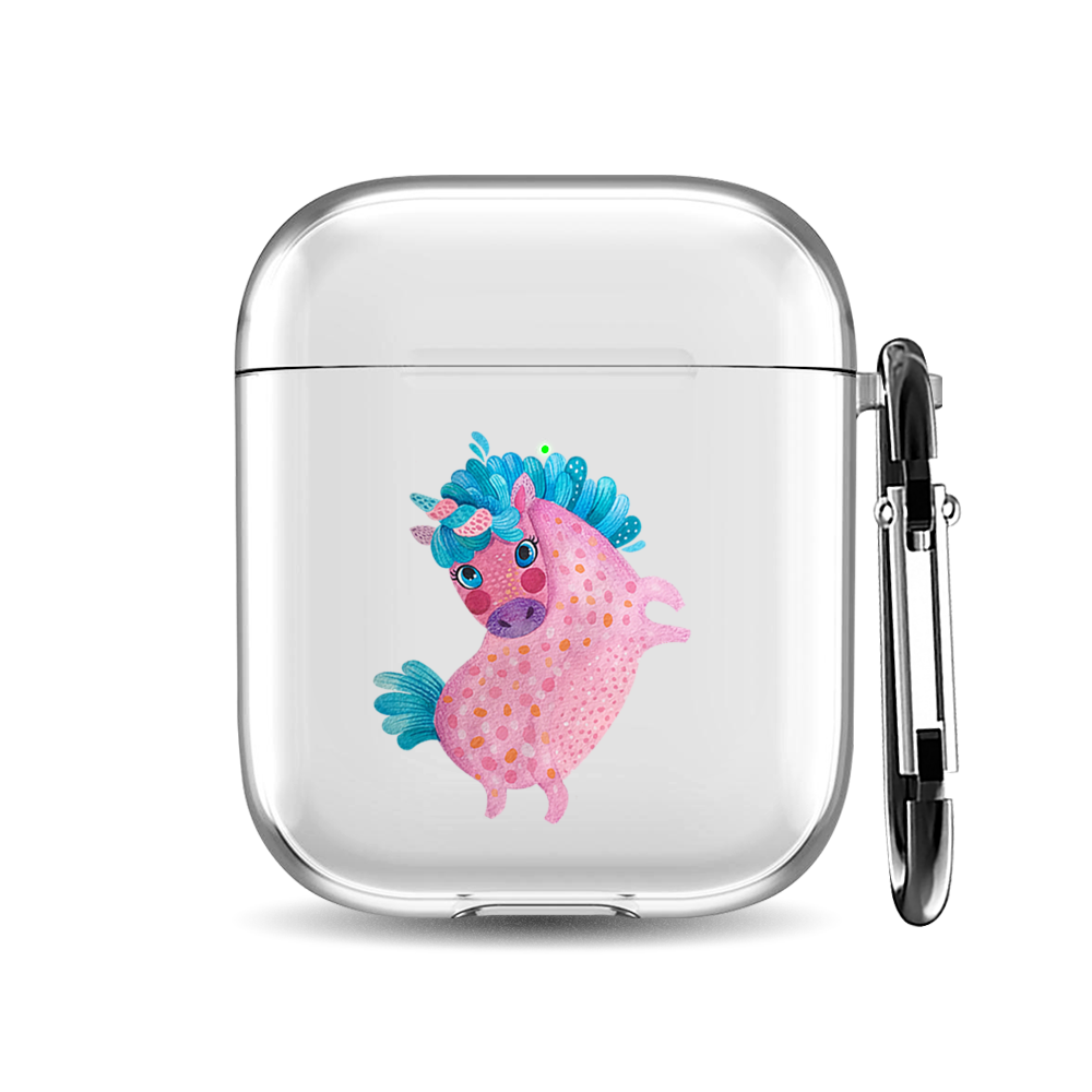 

Силиконовый чехол для наушников Airpods 1/2 "Бирюзовый единорожка", AIPC-410-9A-1