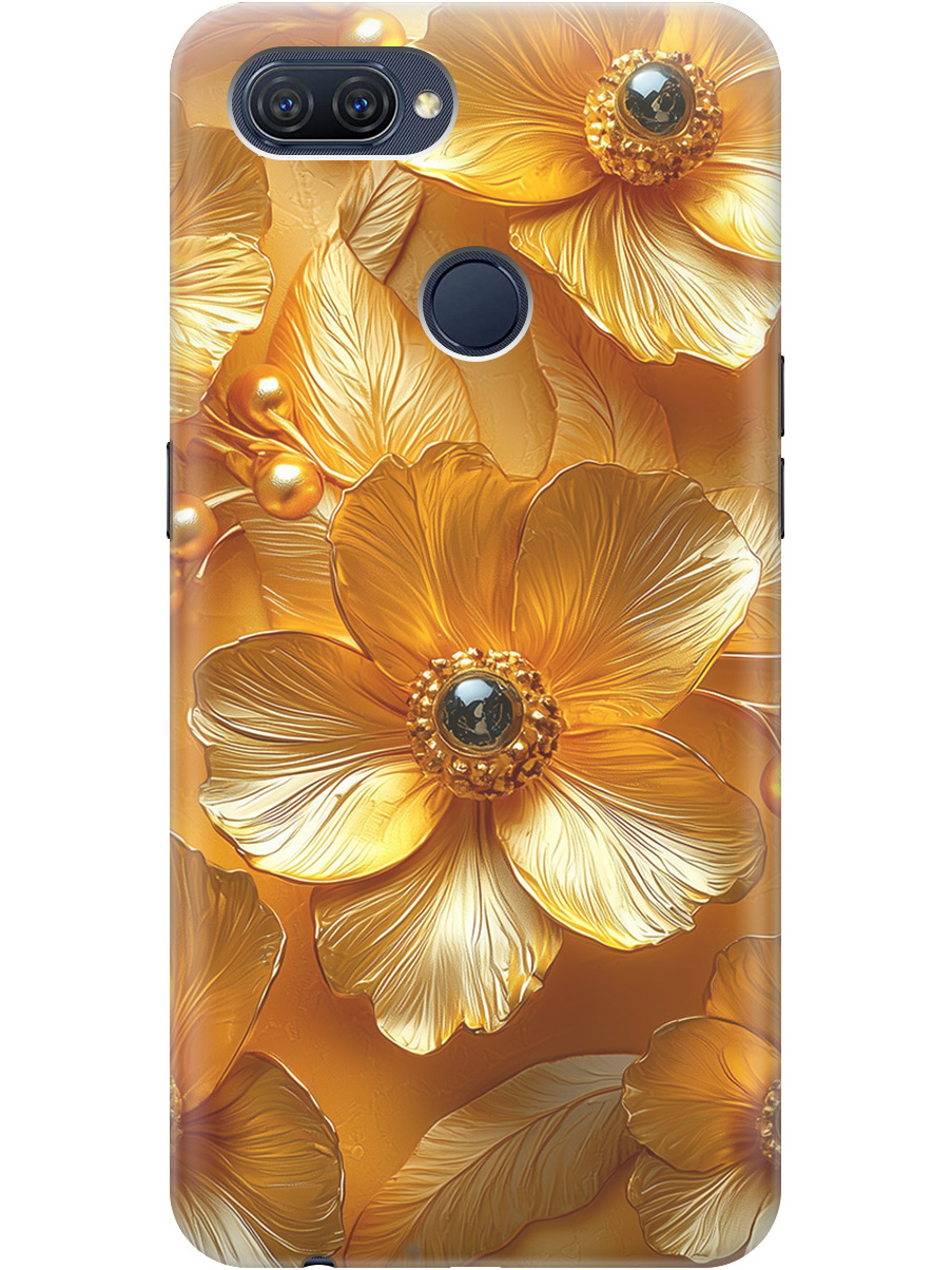 

Силиконовый чехол на Oppo A12 / A7 / A5s с принтом "Золотые цветы", Прозрачный;золотистый;черный, 725455123