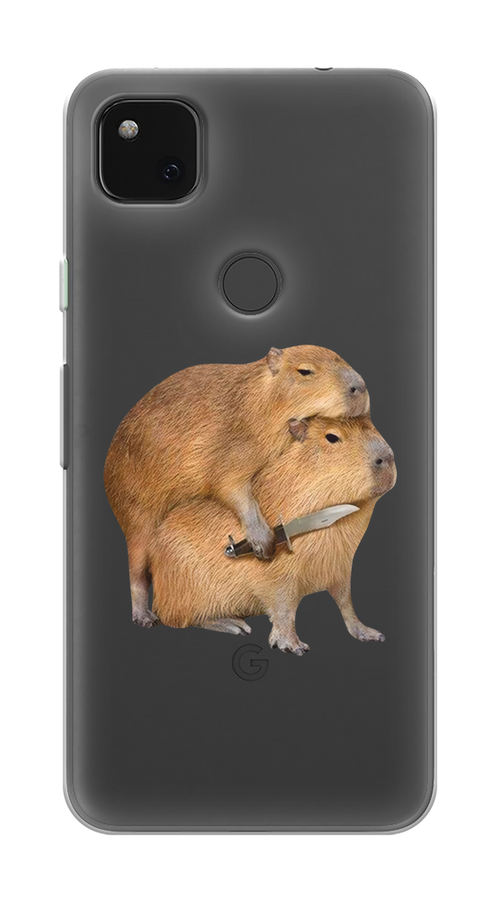 

Чехол на Google Pixel 4A "Капибара с ножом", Бежевый, 270650-1