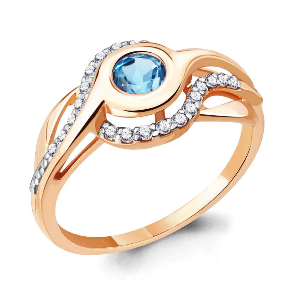 

Кольцо из серебра с топазом\фианитом Aquamarine Aquamarine 6916005А_925_з р, 6916005А_925_з