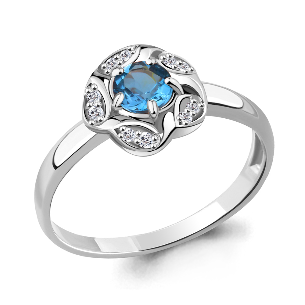 

Кольцо из серебра с топазом\фианитом Aquamarine Aquamarine 6915905А_925_р р, 6915905А_925_р