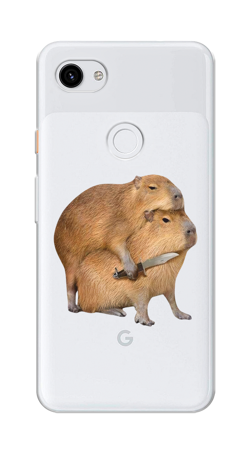 

Чехол на Google Pixel 3A XL "Капибара с ножом", Бежевый, 270450-1
