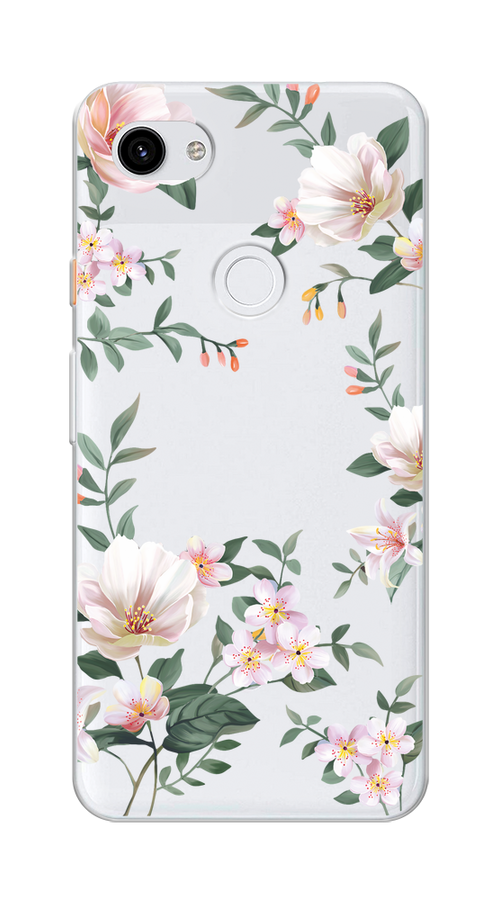 

Чехол на Google Pixel 3A XL "Beautiful white flowers", Бежевый;зеленый, 270450-1