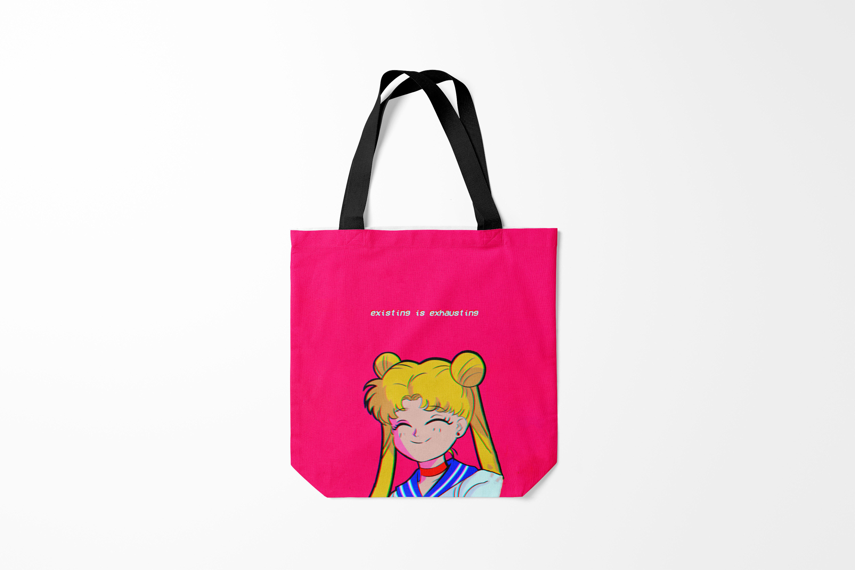 

Сумка шoппер унисекс Burnettie Sailor Moon EXISTING IS EXHAUSTING, розовый, Sailor Moon EXISTING IS EXHAUSTING