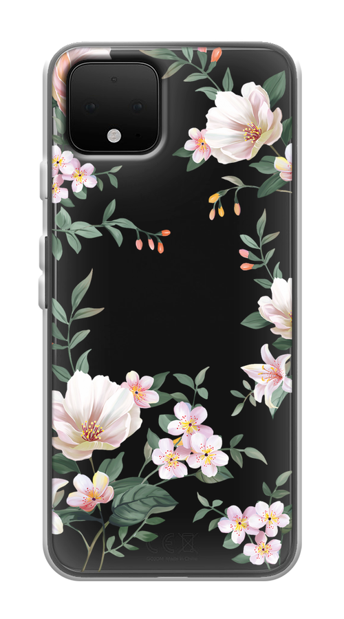 

Чехол на Google Pixel 4 "Beautiful white flowers", Бежевый;зеленый, 270250-1