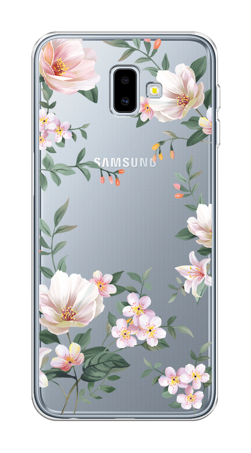 

Чехол на Samsung Galaxy J6 Plus 2018 "Beautiful white flowers", Бежевый;зеленый, 26950-1