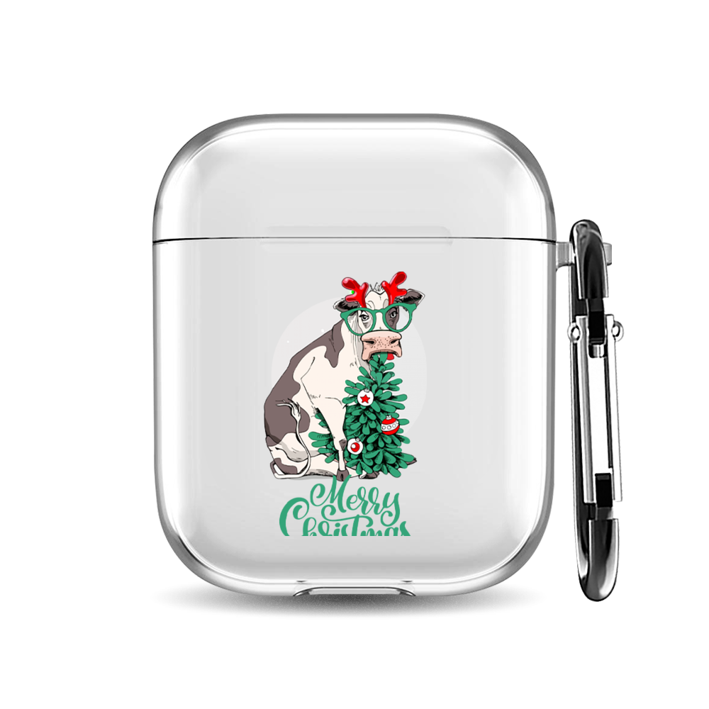 

Силиконовый чехол для наушников Airpods 1/2 "Funny Christmas cow", AIPC-410-9A-1