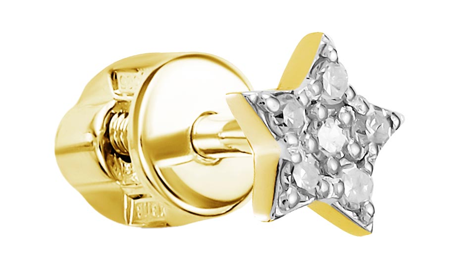 

Серьги-пусеты Vesna jewelry 41205-351-01-01 из желтого золота, бриллиант, 41205-351-01-01