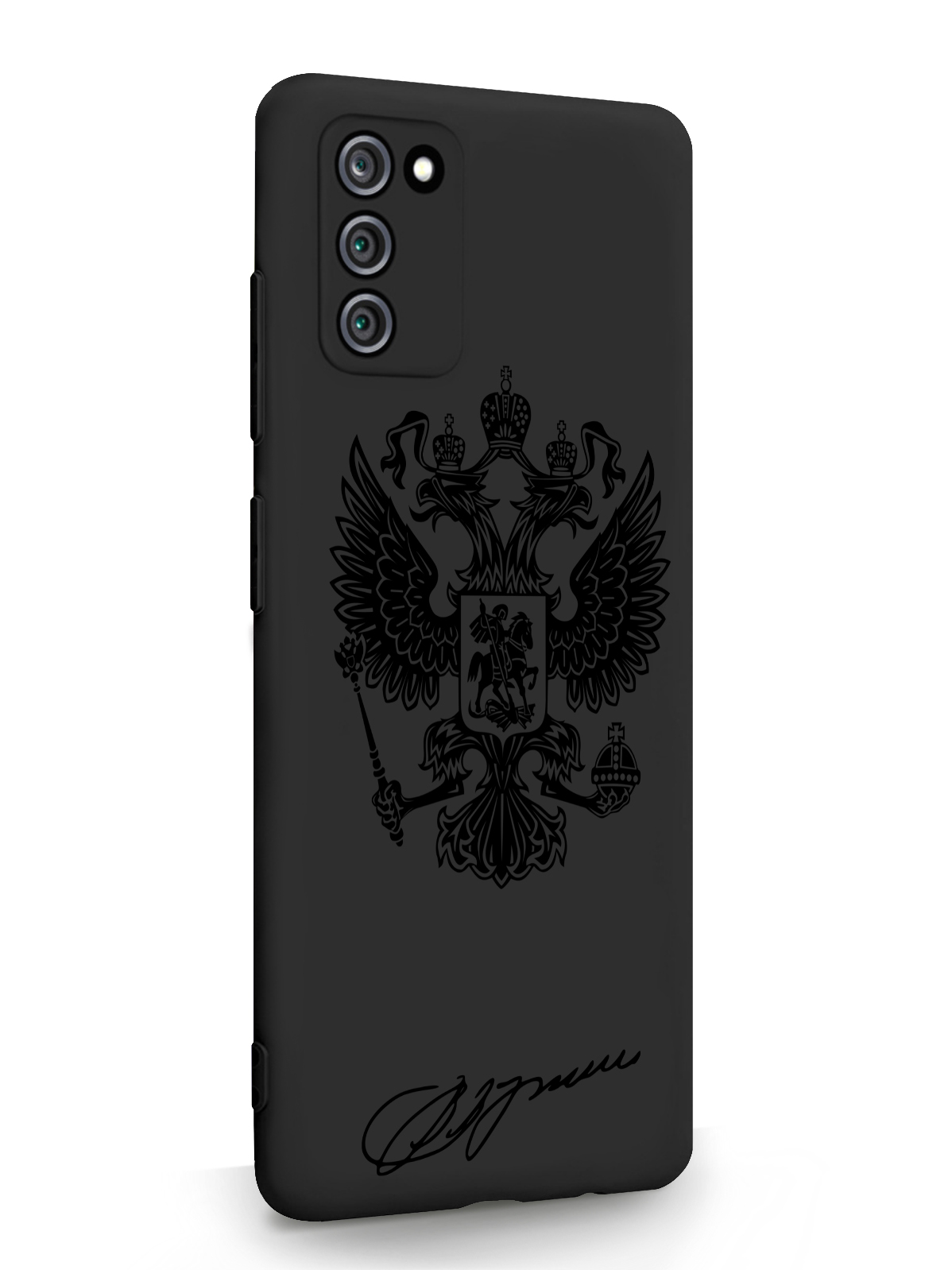 фото Чехол musthavecase для samsung galaxy a03s черный лаковый герб черный