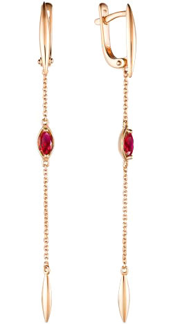 

Серьги из красного золота с рубином АЛЬКОР 23443-103, 23443-103