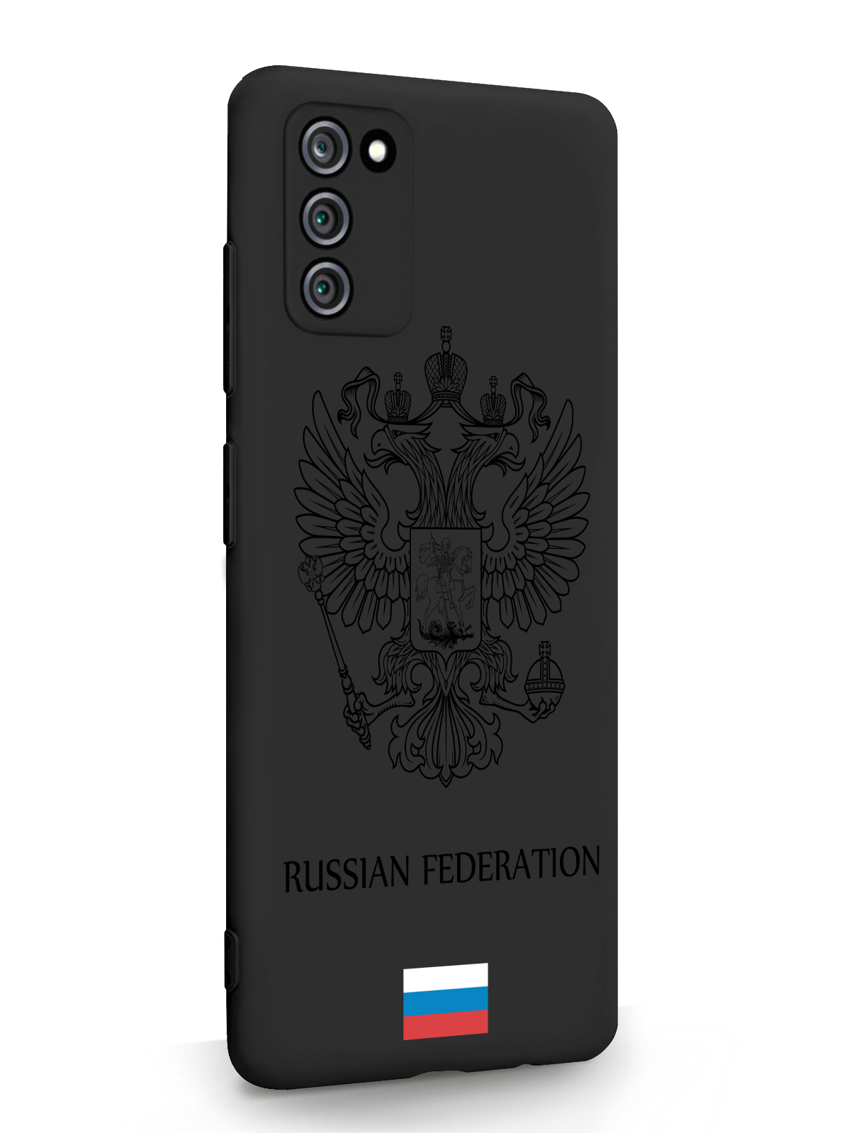 фото Чехол musthavecase для samsung galaxy a03s черный лаковый герб россия черный