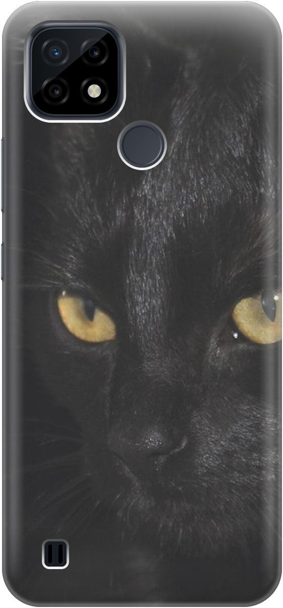 

Силиконовый чехол на realme C21 "Черная кошка", Желтый;черный, 6998