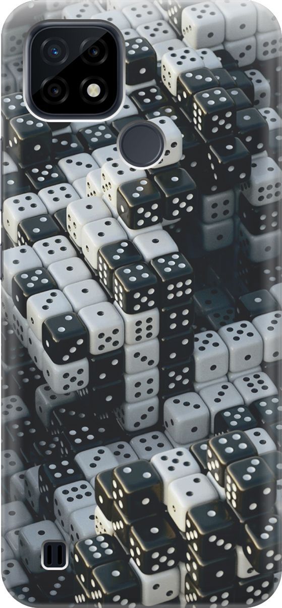 

Силиконовый чехол на realme C21 "Игральные кости", Белый;черный, 4598