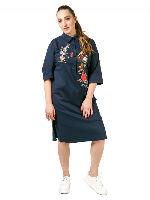 фото Платье-рубашка женское lisette ef20-918045-1-7 синее 48 ru