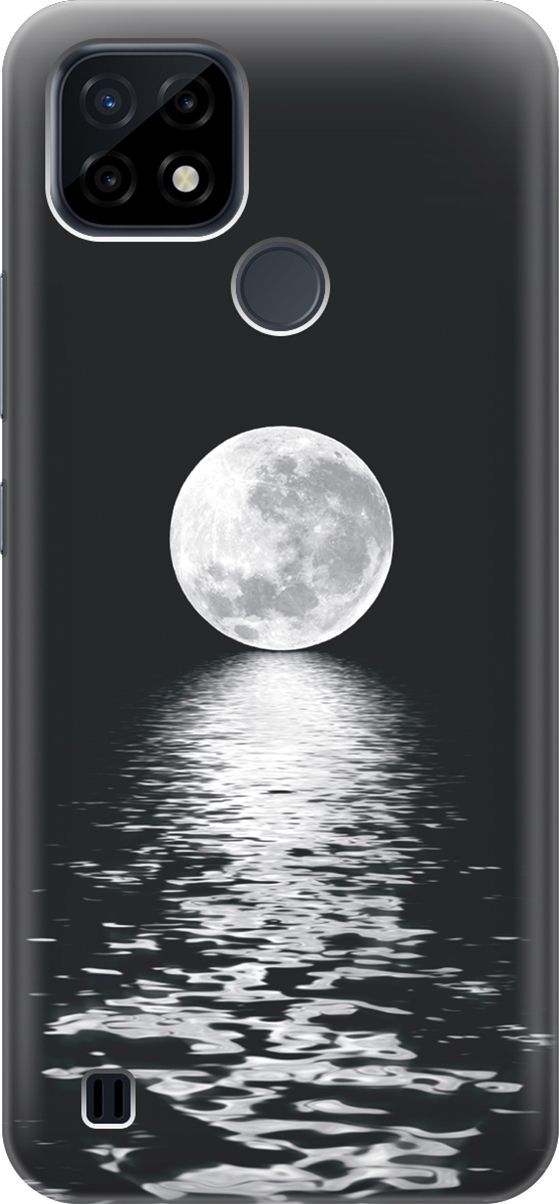 

Силиконовый чехол на realme C21 "Луна над морем", Белый;черный, 7001