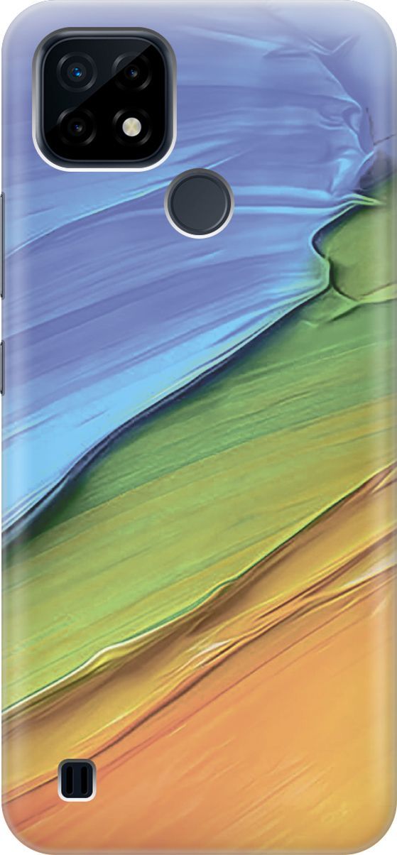 

Силиконовый чехол на realme C21 "Желто-синие ткани", Голубой;оранжевый, 7000