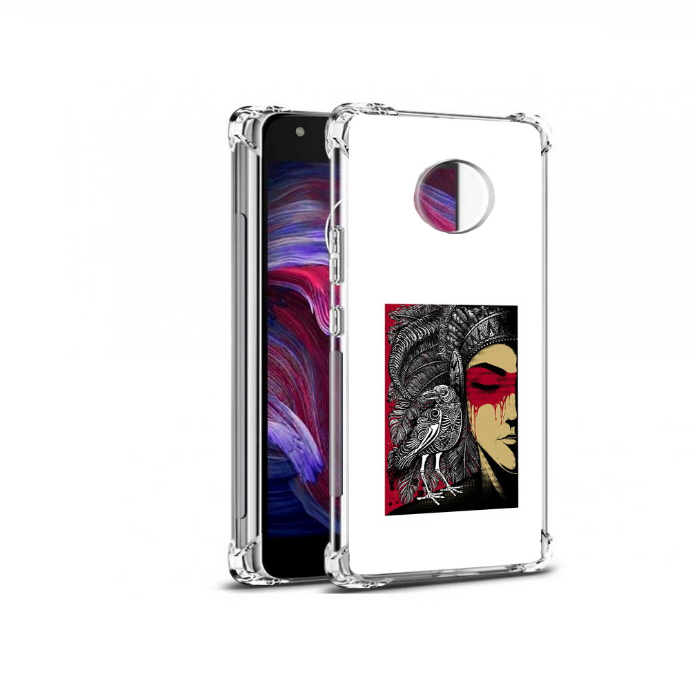 

Чехол MyPads Tocco для Motorola Moto X4 девушка с вороном в абстракции (PT96319.371.311), Прозрачный, Tocco