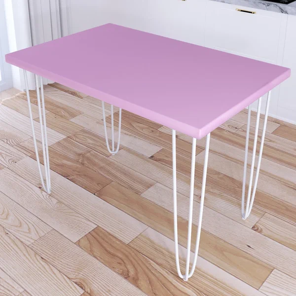 

Стол кухонный Solarius Loft металл-дерево 80x60х75 розовый с белыми ножками-шпильками, Loft