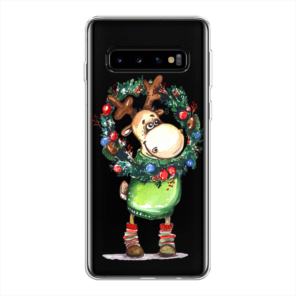 

Чехол на Samsung Galaxy S10 Plus "Олень с новогодним венком", 27150-4