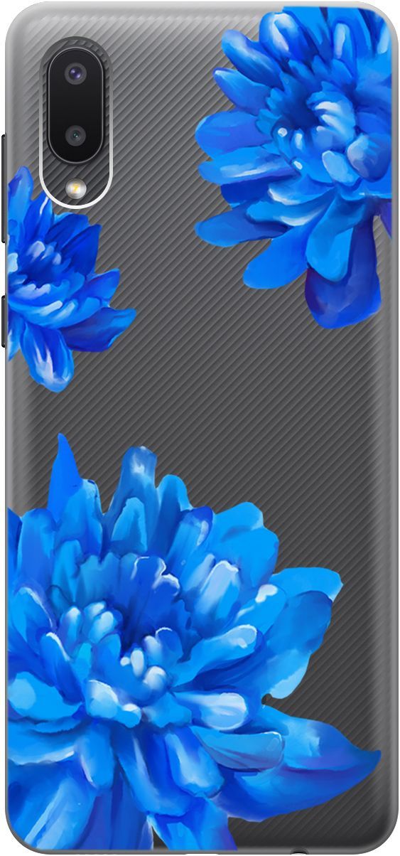 

Чехол на Samsung Galaxy A02 "Amazing Asters" прозрачный, Прозрачный;голубой, 5342
