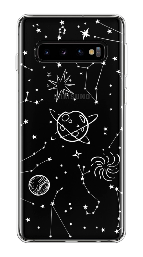 

Чехол на Samsung Galaxy S10 Plus "Планеты в космосе", Белый, 27150-2
