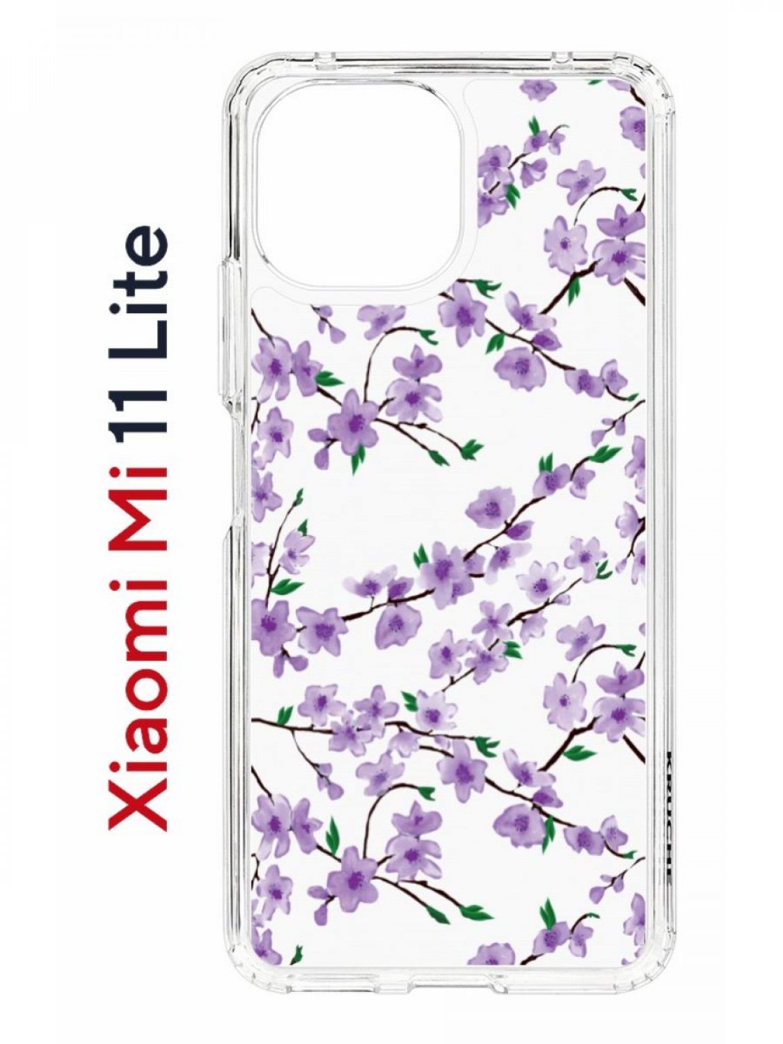 Чехол на Xiaomi Mi 11 Lite Kruche Print Сакура,противоударный бампер,с защитой камеры