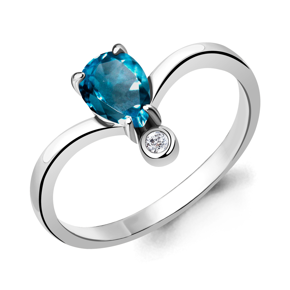 

Кольцо из серебра с топазом\фианитом Aquamarine Aquamarine 6915108А_925_р р. 16,5, 6915108А_925_р