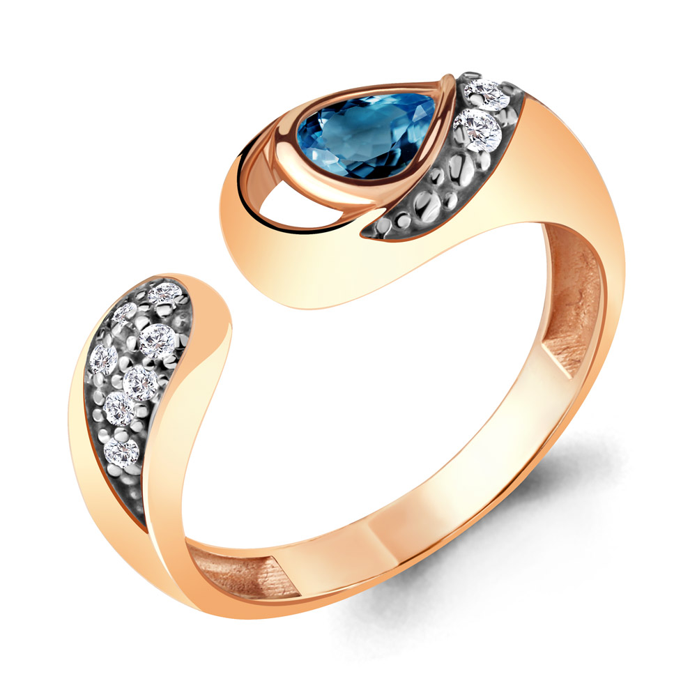 

Кольцо из серебра с топазом\фианитом Aquamarine Aquamarine 6915008А_925_з р, 6915008А_925_з