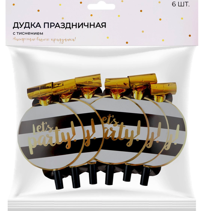 

Гудки на День рождения Party Дудки праздничные с тиснением 6 шт
