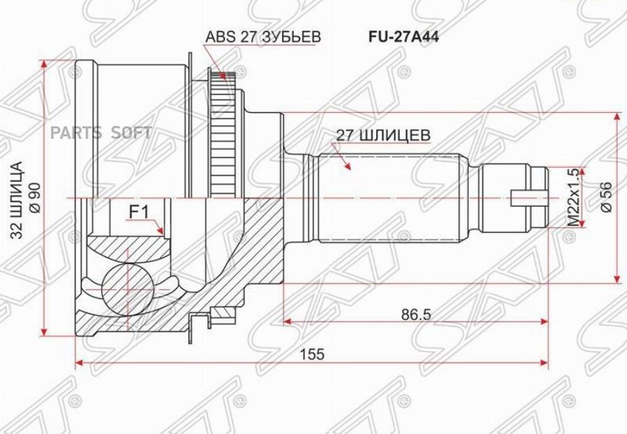 

SAT Шрус наружный SUBARU FORESTER SG/SH W.STI 03-07-/IMPREZA GC/GD/GF EJ20 S.STI 98-