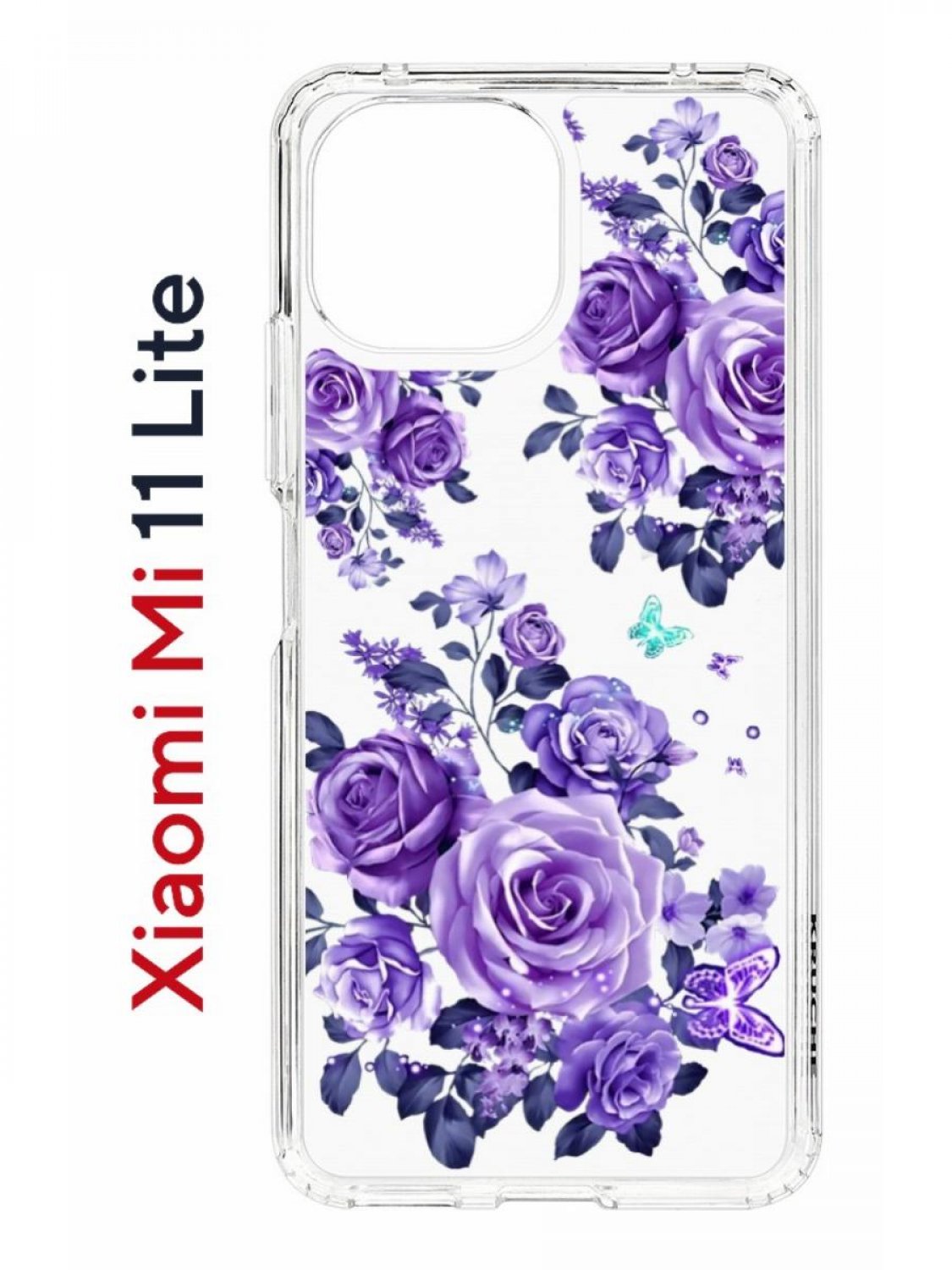 Чехол на Xiaomi Mi 11 Lite Kruche Print Roses,противоударный бампер,с защитой камеры