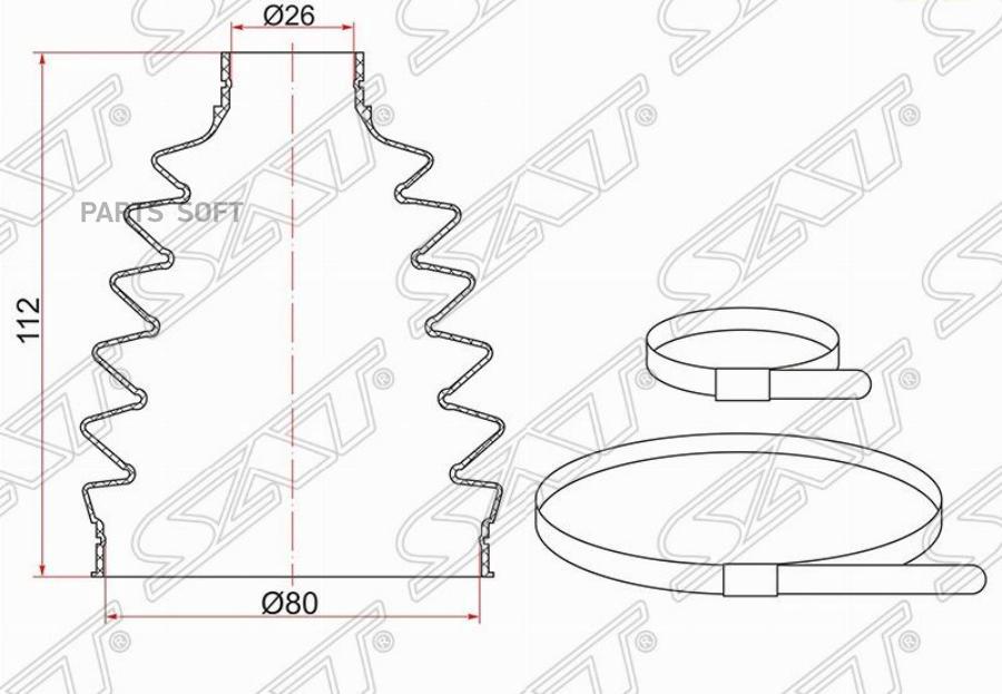 

Пыльник Шруса Наружный Fr Toyota Camry Asv50/ Mmc Asx 10- 1,6 (2 Хомута. Термопластик) Sat