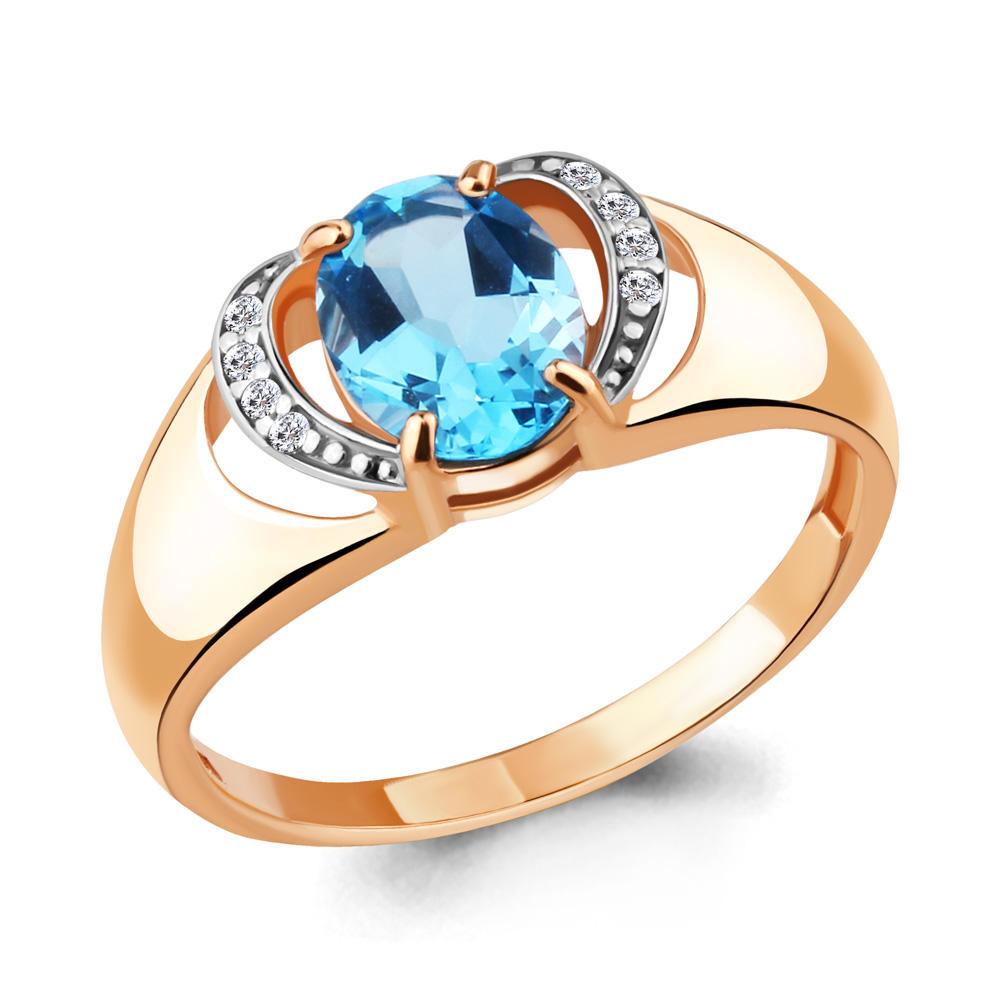 

Кольцо из серебра с топазом\фианитом Aquamarine Aquamarine 6914505А_925_з р, 6914505А_925_з