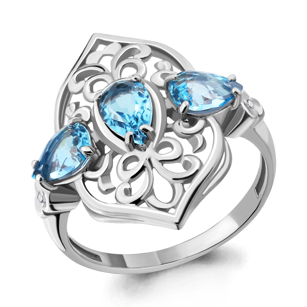 

Кольцо из серебра с топазом\фианитом Aquamarine Aquamarine 6913105А_925 р. 18,5, 6913105А_925