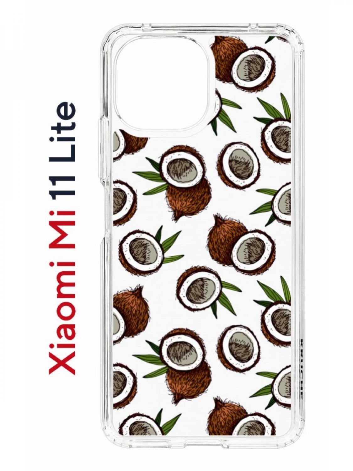Чехол на Xiaomi Mi 11 Lite Kruche Print Кокосы,противоударный бампер,с защитой камеры