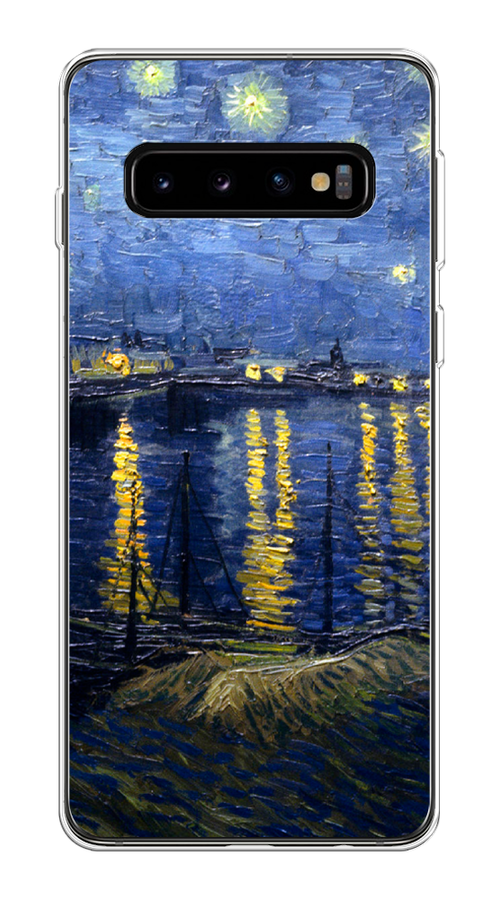 

Чехол на Samsung Galaxy S10 Plus "Звездная ночь над Роной", Синий;желтый, 27150-4