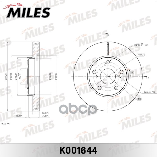 

Диск Тормозной Toyota Corolla, Auris 13- 277 Х 26 Miles Miles арт. K001644