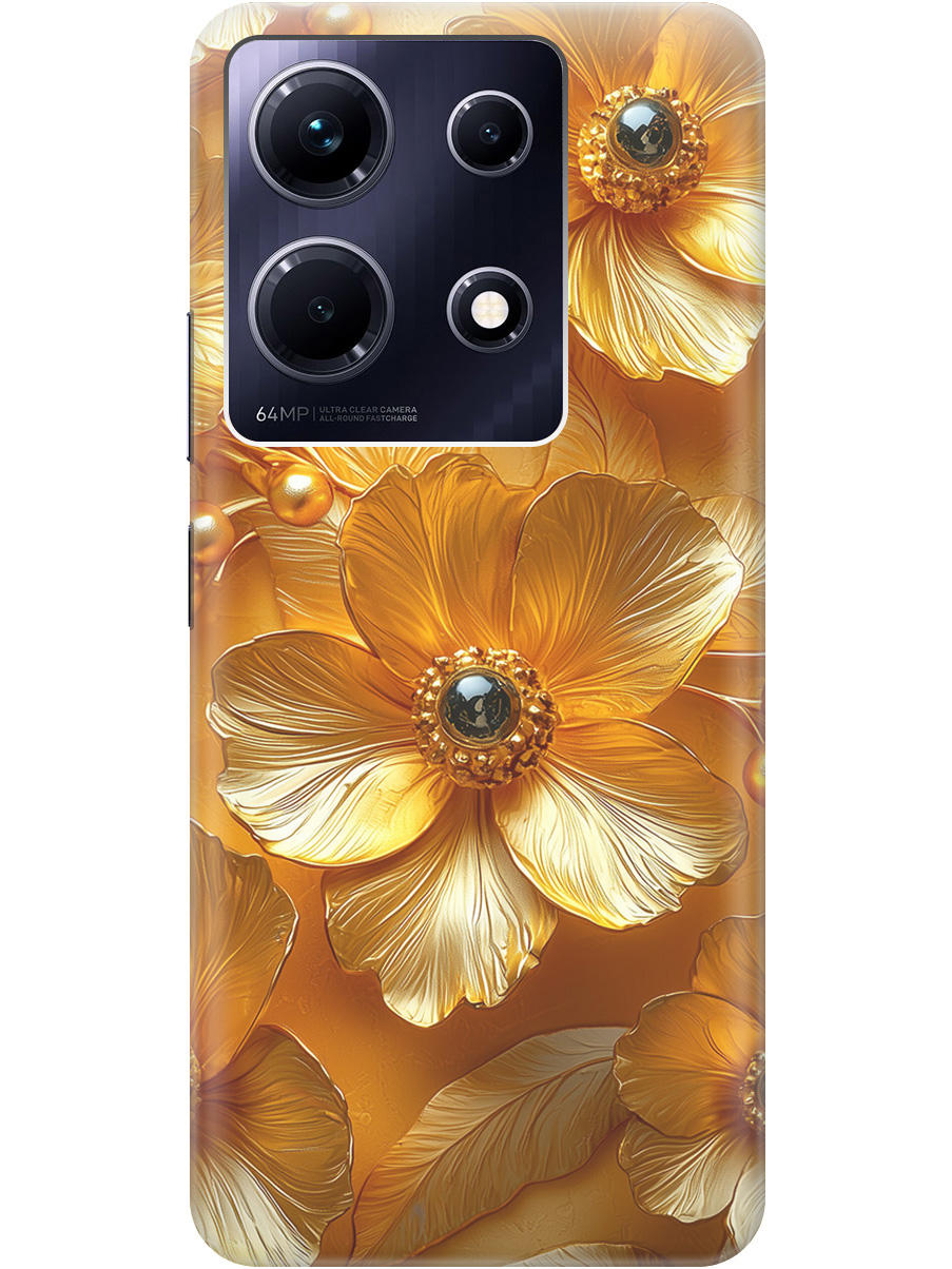 

Силиконовый чехол на Infinix Note 30 с принтом "Золотые цветы", Прозрачный;золотистый;черный, 773943723