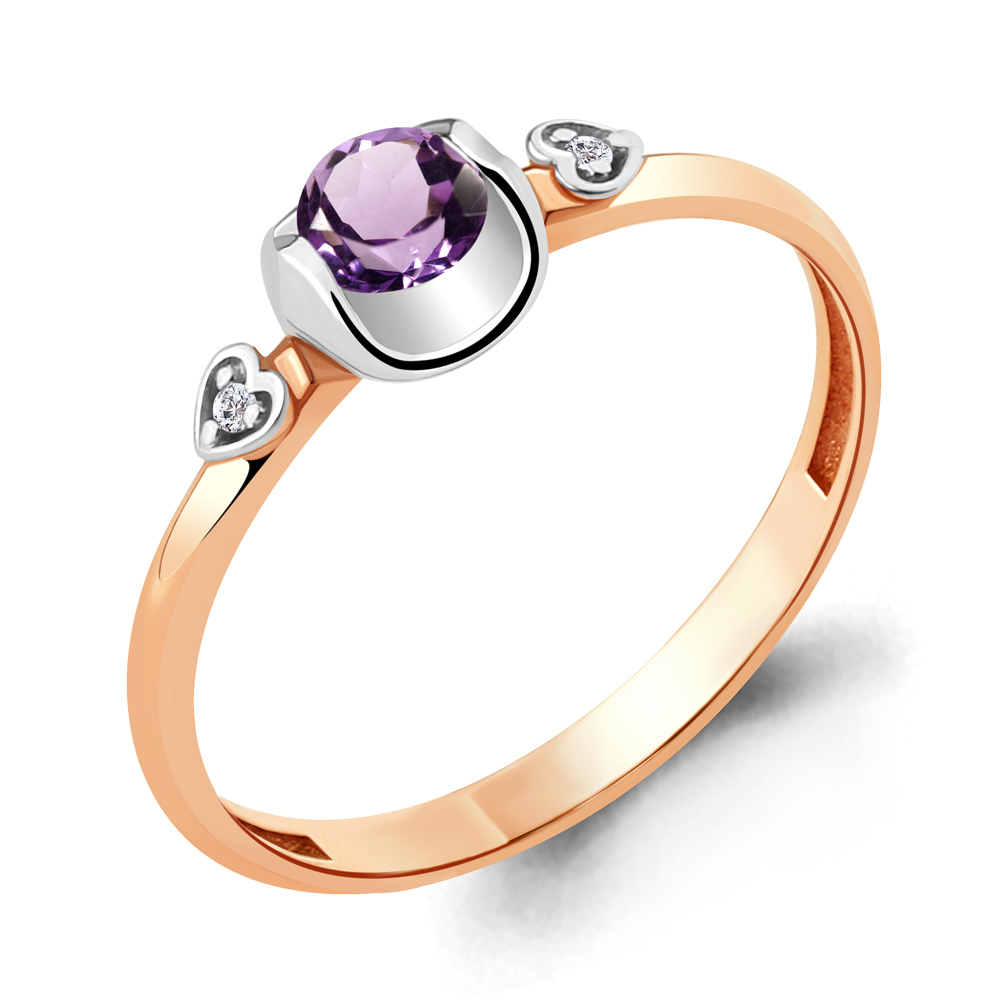 

Кольцо из серебра с аметистом\фианитом Aquamarine Aquamarine 6912604А_925_з р, 6912604А_925_з