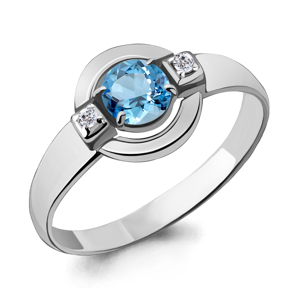 

Кольцо из серебра с топазом\фианитом Aquamarine Aquamarine 6912305А_925_р р. 17, 6912305А_925_р